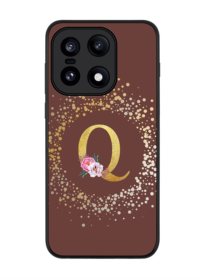 For OnePlus 15 Case,Slim fit Camera Protection, Shockproof Thin Phone cover  - Custom Monogram Floral - Q  (Brown )